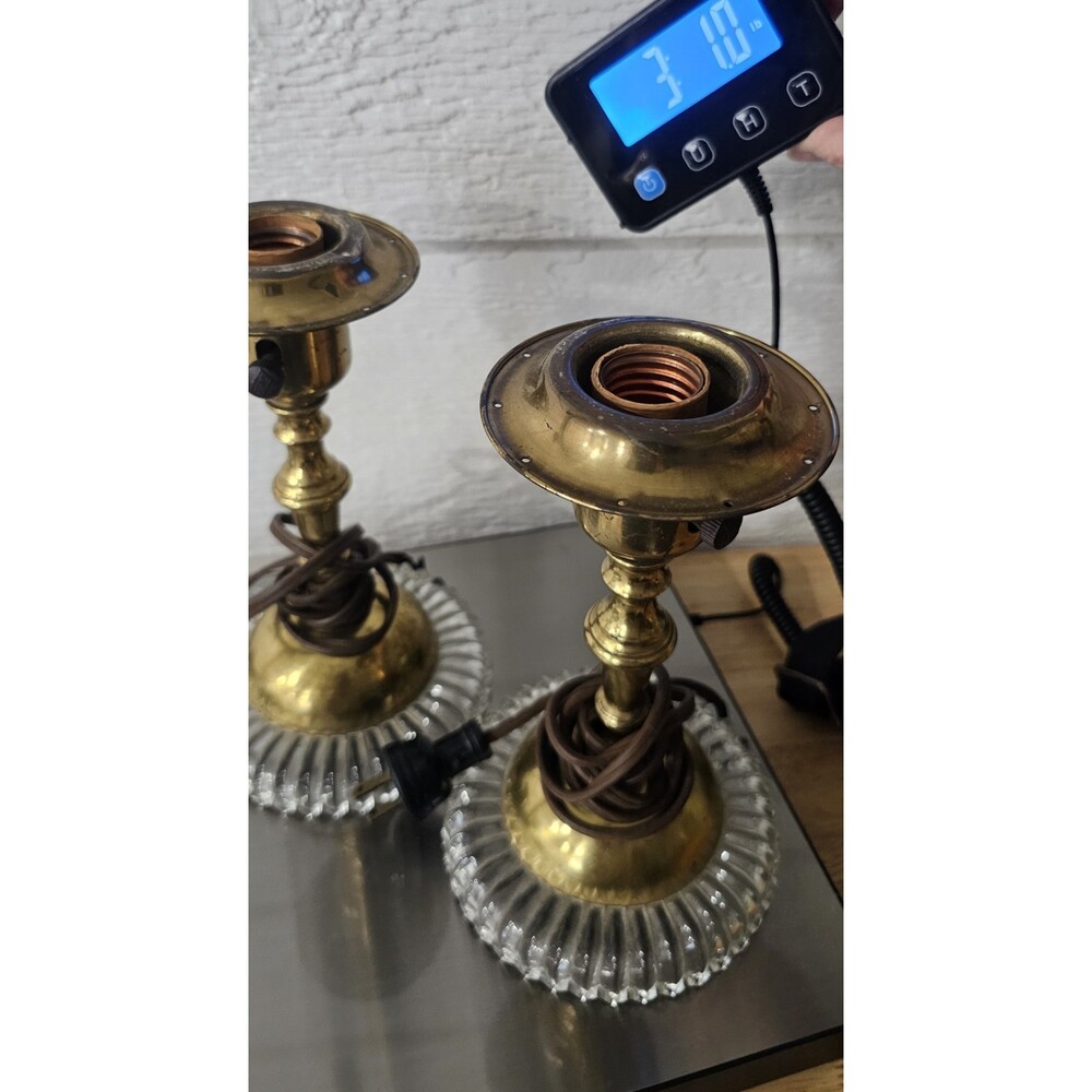 Vtg Antique Art Deco Molded Glass Metal Desk Side Table Lamp MCM  9” Pair Works - Picture 14 of 14